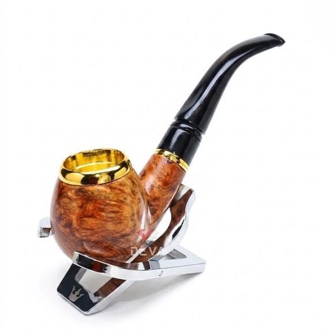 Tẩu Cigar thân gỗ đế tròn cán sừng Freesize TS05