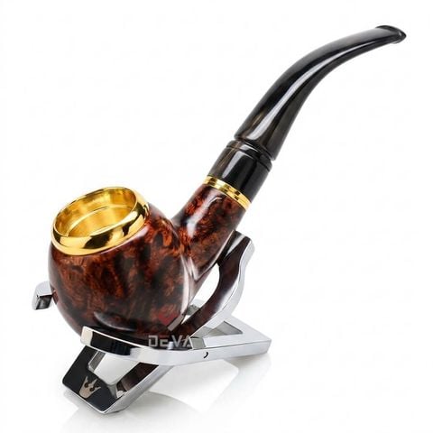 Tẩu Cigar thân gỗ đế tròn cán sừng Freesize TS05