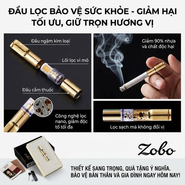 Tẩu lọc thuốc vệ sinh cán kim loại Zobo ZB 330