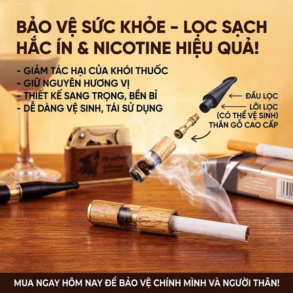 Tẩu lọc thuốc Zobo ZB vỏ gỗ 267