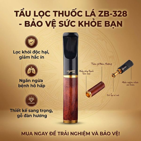 Tẩu lọc thuốc Zobo cán gỗ ZB 328