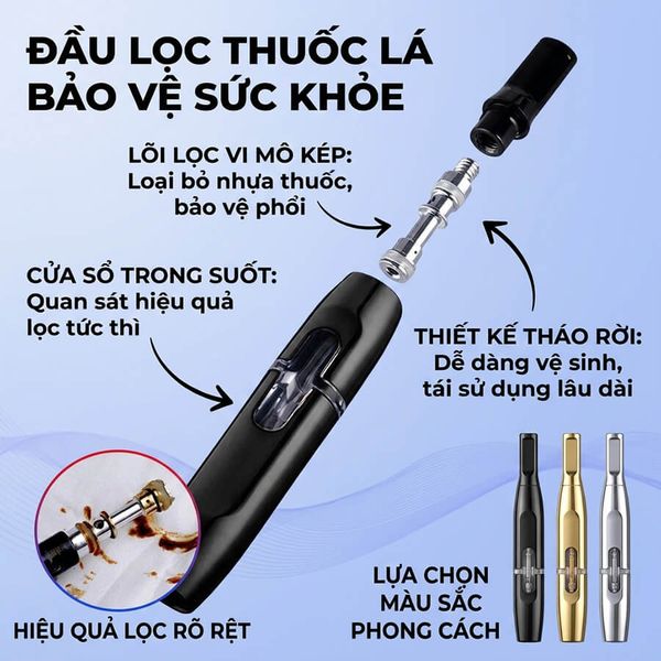 Tẩu lọc chính hãng Zobo nhiều size thuốc lá kèm ống đựng ZB 375