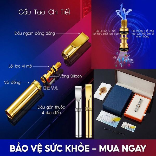 Tẩu lọc Wosda vòng đai hoa văn cho 4 size thuốc Series WSD-103