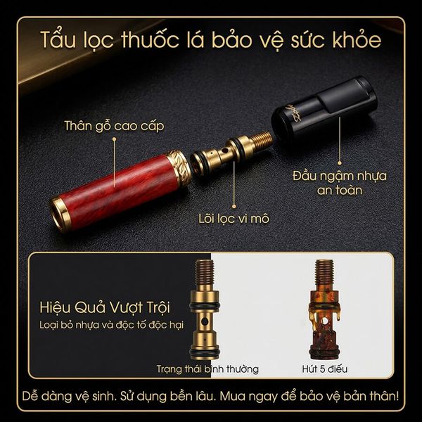Tẩu Zobo lọc khói độc của thuốc ZB 220