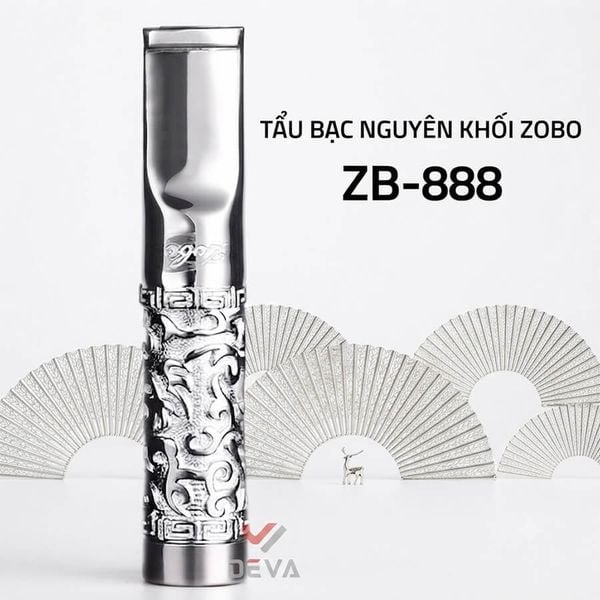 Tẩu lọc chính hãng Zobo bạc nguyên khối 2 cỡ thuốc lá ZB 888