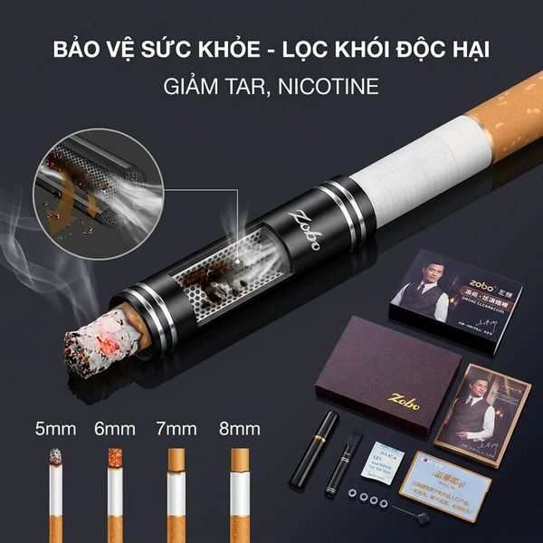 Tẩu lọc kim loại Zobo cho 4 size thuốc kèm ống đựng ZB-397