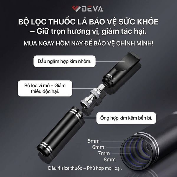 Tẩu lọc kim loại Zobo cho 4 size thuốc kèm ống đựng ZB-397
