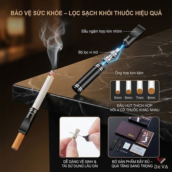 Tẩu lọc kim loại Zobo cho 4 size thuốc kèm ống đựng ZB-397