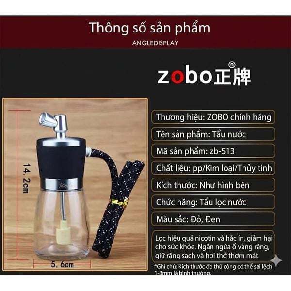Tẩu lọc nước bình thủy tinh Zobo ZB 513