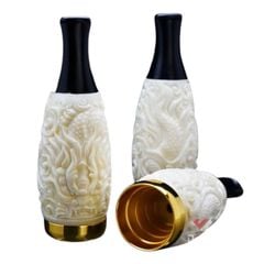 Tẩu xương hút khắc hình rồng cán sừng Freesize TX01
