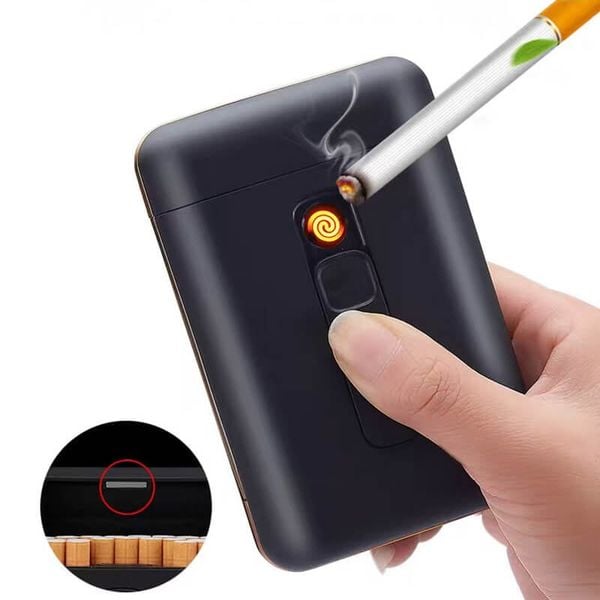 Hộp đựng thuốc Dinghao kèm bật lửa điện 20 điếu DH 9008
