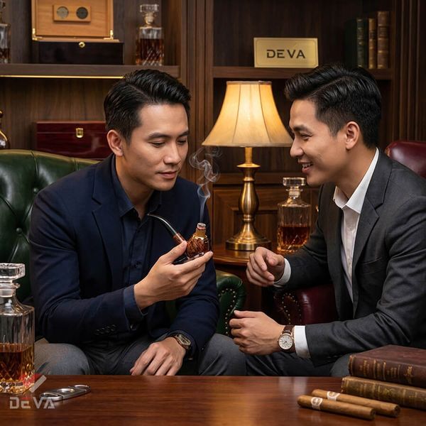Tẩu hút Xì Gà thân gỗ cán cong Freesize TG08