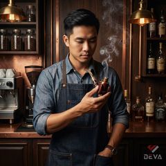 Tẩu Cigar gỗ đàn hương khắc hình vuốt rồng cán sừng Freesize TS19