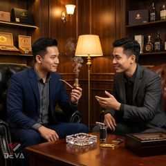 Tẩu gỗ cán cong đế bằng ốp miệng mạ vàng Freesize TG07