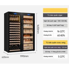 Tủ cigar rượu vang 2 in 1 Golden Fire GF 128