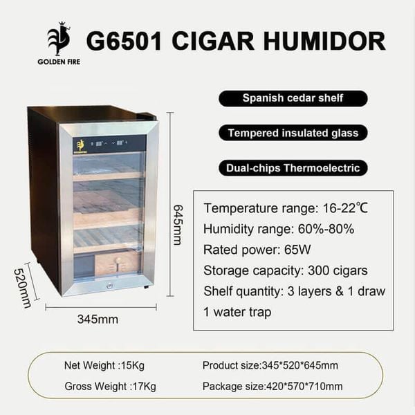 Tủ Cigar 200 điếu cắm điện bảo quản xì gà 48AH