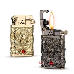 Bật lửa xăng đá Zorro đánh lửa tự động ốp hình rồng 3D Z602-101