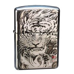 Zippo Bạc Khối Armor Khắc Chủ Đề Mãnh Hổ BK83