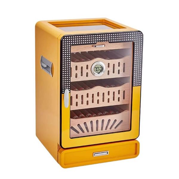 Hộp Giữ Ẩm Xì Gà Gỗ Tuyết Tùng Cao Cấp Có Kính 60013