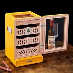 Hộp Giữ Ẩm Xì Gà Gỗ Tuyết Tùng Cao Cấp Có Kính 60013