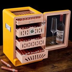 Hộp Giữ Ẩm Xì Gà Gỗ Tuyết Tùng Cao Cấp Có Kính 60013