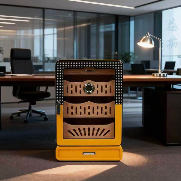 Hộp Giữ Ẩm Xì Gà Gỗ Tuyết Tùng Cao Cấp Có Kính 60013