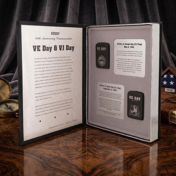 Zippo 60th Anniversary Victory in Europe & Japan (1945–2005) – Bản Kỷ Niệm 60 Năm Kết Thúc Thế Chiến II – Đỉnh Cao Sưu Tầm Di Sản