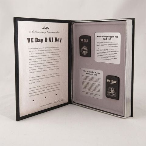 Zippo 60th Anniversary Victory in Europe & Japan (1945–2005) – Bản Kỷ Niệm 60 Năm Kết Thúc Thế Chiến II – Đỉnh Cao Sưu Tầm Di Sản