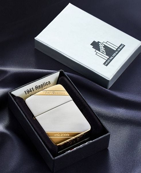 Zippo tái bản 1941 mạ vàng kẻ chéo số giới hạn ZN293