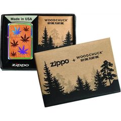 Zippo ốp gỗ Gụ khắc lá Phong woodchuck leaves Z279
