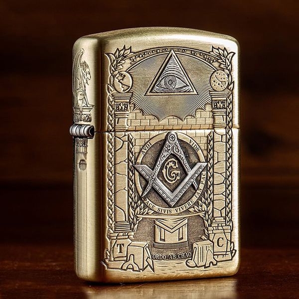 Zippo Amror Khắc Chủ Đề Hội Tam Điểm Freemasonry ZD15