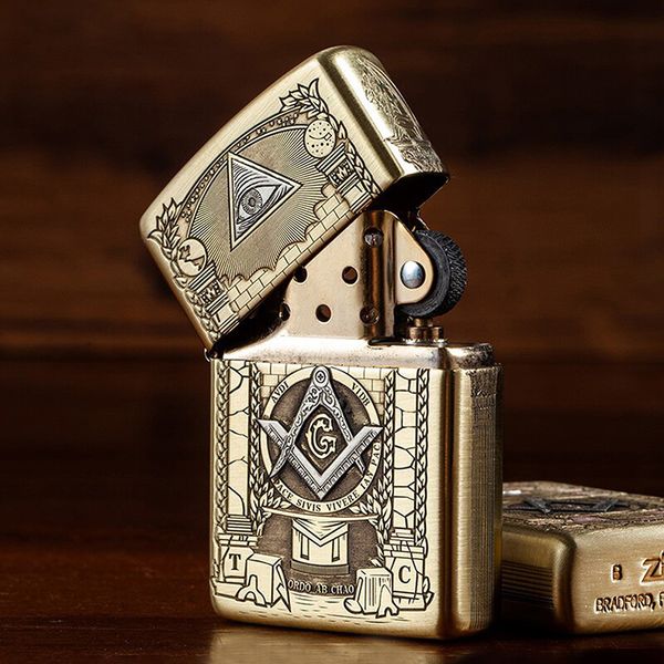 Zippo Amror Khắc Chủ Đề Hội Tam Điểm Freemasonry ZD15