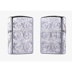 Zippo Armor Khắc Nổi Hoa Văn Mạ Bạc ZN127