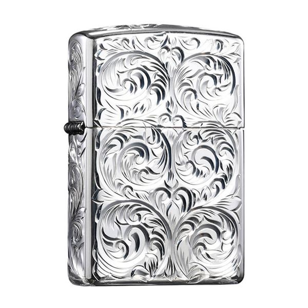 Zippo Armor Khắc Nổi Hoa Văn Mạ Bạc ZN127