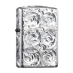 Zippo Armor Khắc Nổi Hoa Văn Mạ Bạc ZN127