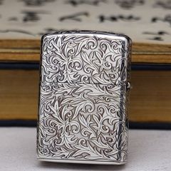 Zippo Armor Khắc Nổi Hoa Văng Trắng Cổ Điển Bản Giới Hạn ZN56