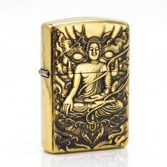 Zippo Armor Khắc Hình  Đức Phật Như Lai Ngự Đài Sen ZD40