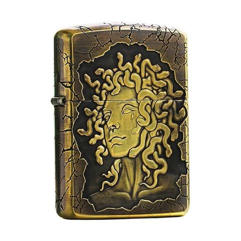 Set Zippo Armor Khắc Nổi 3D Nữ Thần Tóc Rắn Medusa ZD66