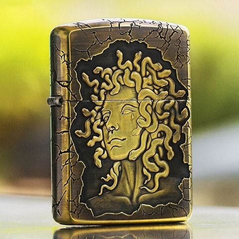 Set Zippo Armor Khắc Nổi 3D Nữ Thần Tóc Rắn Medusa ZD66