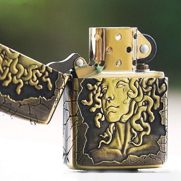 Set Zippo Armor Khắc Nổi 3D Nữ Thần Tóc Rắn Medusa ZD66