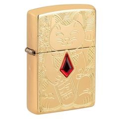 Zippo Armor Mèo Thần Tài Maneki-Neko Ốp Đá Quý Lucky Cat Z133