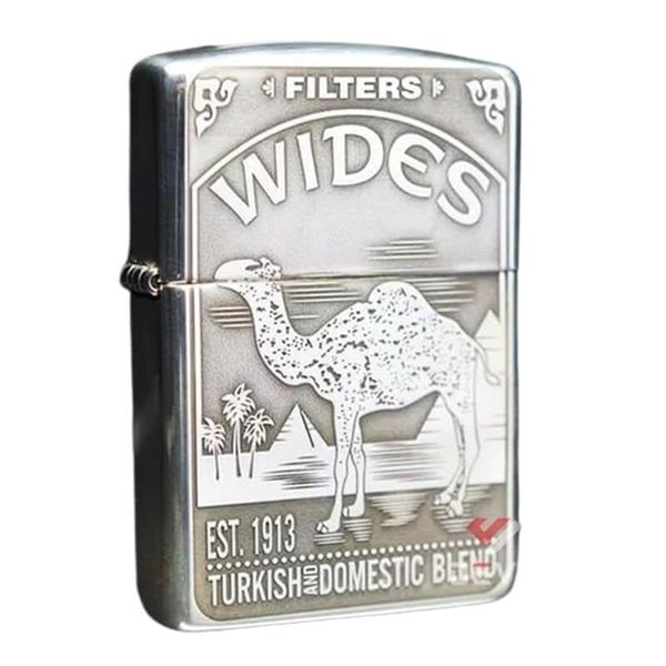 Zippo Bạc Khối Armor Khắc Hoạ Chủ Đề Camel BK49