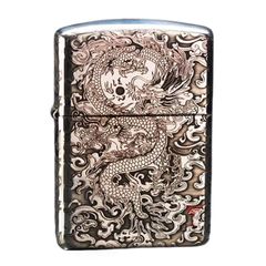 Zippo Bạc Khối Armor Khắc Rồng Mây BK82