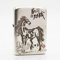 Zippo Bạc Khối Tái Bản 1941 Chủ Đề Ngựa Bản Giới Hạn BK70