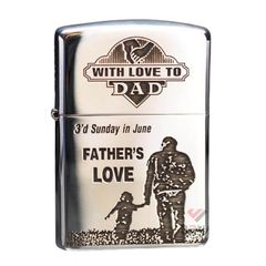 Zippo Bạc Khối Khắc Hình Cha Con Bản Giới Hạn BK27