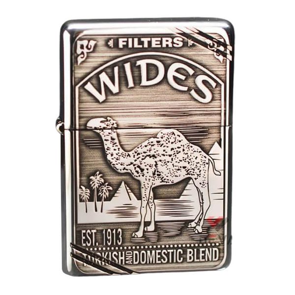 Zippo Bạc Khối Chặt Góc Khắc Chủ Đề Camel BK77