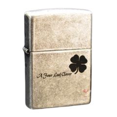 Zippo Bạc Cổ Khắc Cỏ 4 Lá ZK66