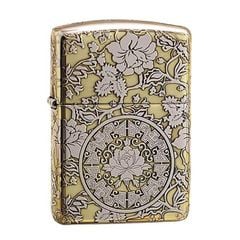Zippo Vàng Khắc Nổi Hoa Mẫu Đơn ZK60