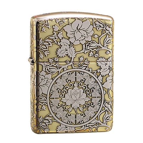 Zippo Armor Khắc CNC Hoa Mẫu Đơn ZK149