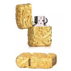 Zippo Bọc Phù Điêu Hoa Văn Cổ Điển Mạ Vàng ZN179